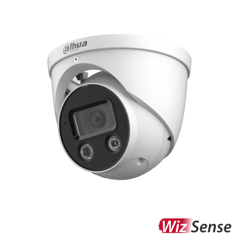 WIZSENSE SERIES IP CAMERA WHITE AI TIOC 8MP/4K H.264/4+/5/5+ TURRET 120 WDR METAL 2.8MM FIXED LENS STARLIGHT IR+WHITE LED 30M POE IP67 BUILT IN MIC AUDIO IN AUDIO OUT 1 X ALARM IN 1 X ALARM OUT SUPPORT UP TO 256GB SD 12VDC