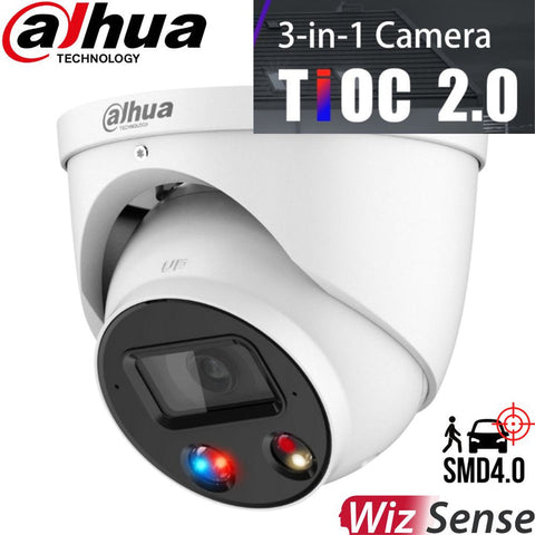 WIZSENSE SERIES IP CAMERA WHITE AI TIOC 6MP H.264/4+/5/5+ TURRET 120 WDR METAL 2.8MM FIXED LENS STARLIGHT IR+WHITE LED 30M POE IP67 BUILT IN MIC AUDIO IN AUDIO OUT 1 X ALARM IN 1 X ALARM OUT SUPPORT UP TO 256GB SD 12VDC