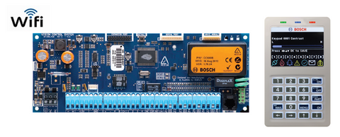 BOSCH SOLUTION 6000 HARDWIRED ALARM PANEL PCB (CC610PB) + WHITE WIFI KEYPAD (CP737B) TAMPER ALPHANUM LCD 144 ZONE TOUCH TONE AND BACKLIT KEYS