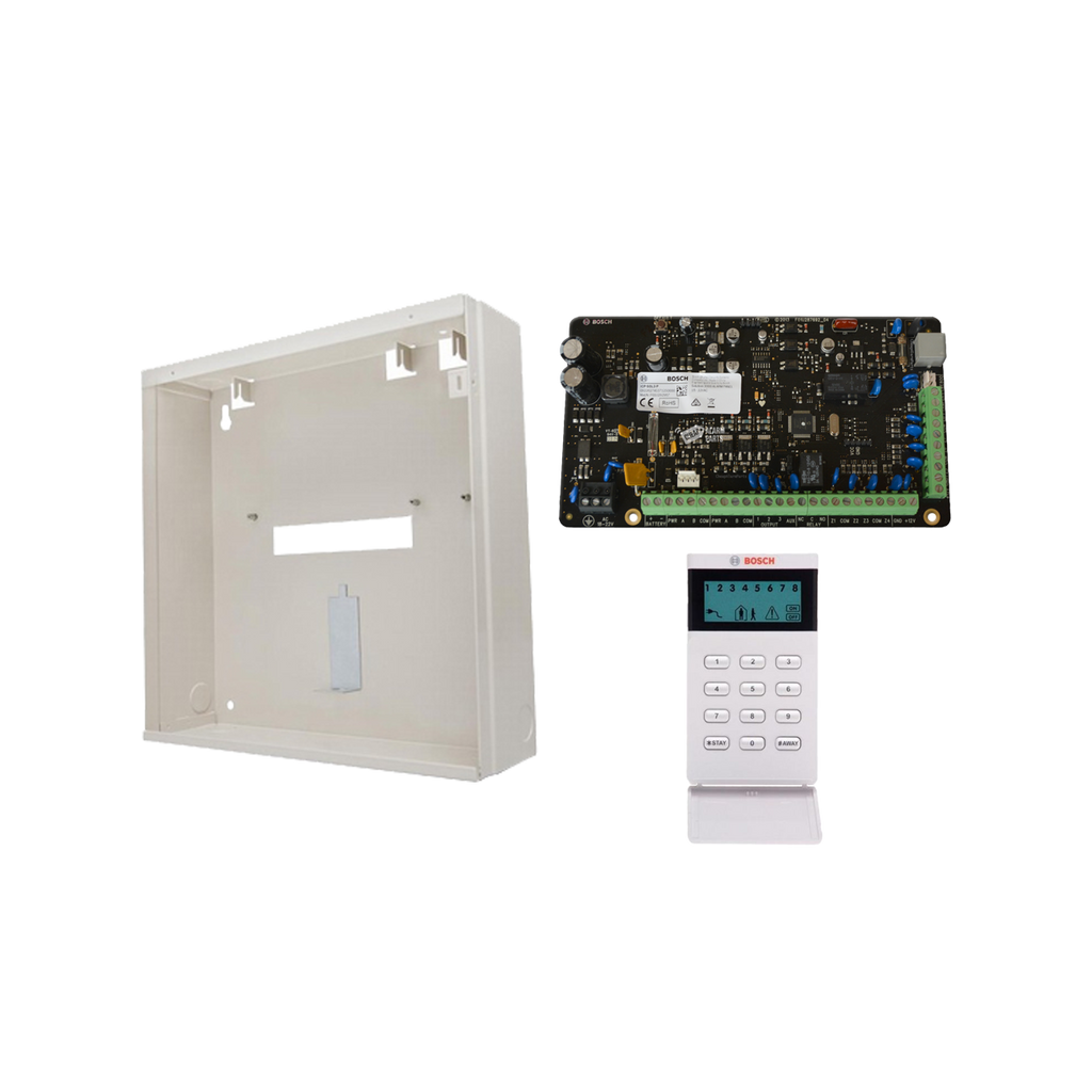 BOSCH 3000 HARDWIRED ALARM KIT INCLUDES 1x SOLUTION 3000 PCB 1x ICON KEYPAD 1x MW250 METAL ENCLOSURE NO PIR