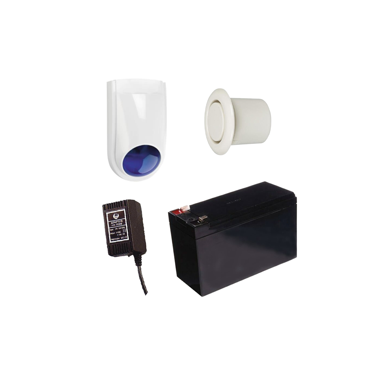 BOSCH 6000 SIREN KIT INCLUDES 1x 12V7Ah BATTERY 1x 18VAC POWER SUPPLY 1x SLIMLINE STROBE/SIREN 1x RECESSED MOUNTED PIEZO NO PIR