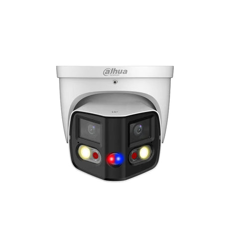 WIZSENSE SERIES IP CAMERA WHITE AI 180?ø TIOC DUO WITH EPTZ 2X4MP H.264/4+/5/5+ DUAL LENS 120 WDR METAL 2.8MM FIXED LENS FULL COLOUR IR+WHITE LED 20M POE IP67 BUILT IN MIC AUDIO IN AUDIO OUT 1 X ALARM IN 1 X ALARM OUT SUPPORT UP TO 256GB SD 12VDC