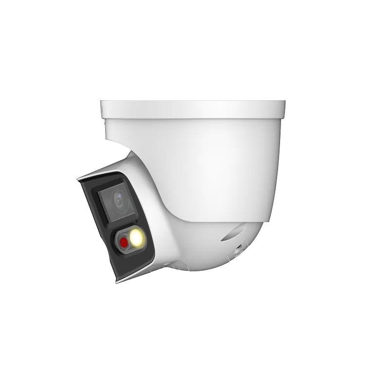 WIZSENSE SERIES IP CAMERA WHITE AI 180?ø TIOC DUO WITH EPTZ 2X4MP H.264/4+/5/5+ DUAL LENS 120 WDR METAL 2.8MM FIXED LENS FULL COLOUR IR+WHITE LED 20M POE IP67 BUILT IN MIC AUDIO IN AUDIO OUT 1 X ALARM IN 1 X ALARM OUT SUPPORT UP TO 256GB SD 12VDC
