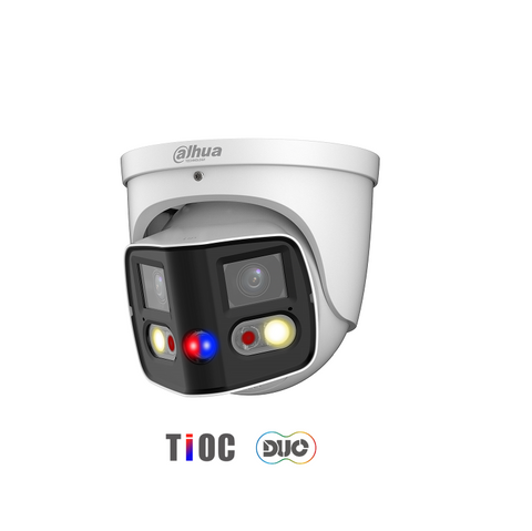 WIZSENSE SERIES IP CAMERA WHITE AI 180?ø TIOC DUO WITH EPTZ 2X4MP H.264/4+/5/5+ DUAL LENS 120 WDR METAL 2.8MM FIXED LENS FULL COLOUR IR+WHITE LED 20M POE IP67 BUILT IN MIC AUDIO IN AUDIO OUT 1 X ALARM IN 1 X ALARM OUT SUPPORT UP TO 256GB SD 12VDC
