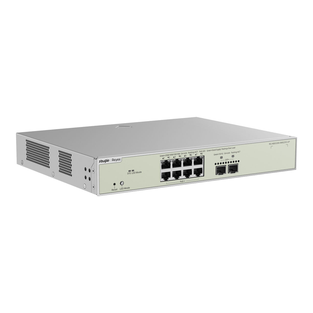 Ruijie Reyee RG-NBS5300-8MG2XS-UP L3 Managed Switch, 8-Port 2.5 Gbps PoE++, 2-Port 10 Gbps SFP+, 370 W PoE power budget