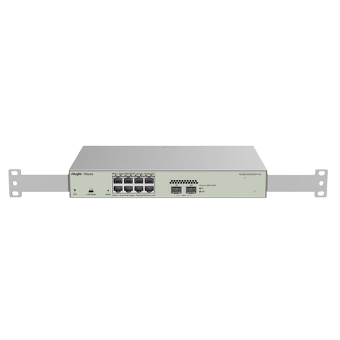 Ruijie 8-Port Gigabit L2 Managed POE Switch, 8 Gigabit RJ45 POE/POE+ Ports, 2 SFP Slots,125W PoE Power budget, Desktop Steel Case