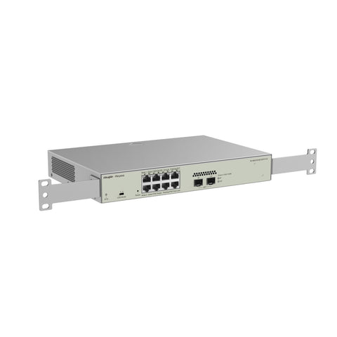Ruijie 8-Port Gigabit L2 Managed POE Switch, 8 Gigabit RJ45 POE/POE+ Ports, 2 SFP Slots,125W PoE Power budget, Desktop Steel Case