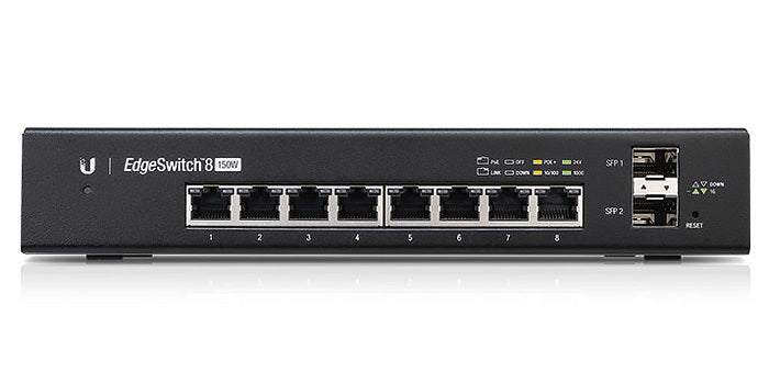 UBIQUITI 8PORT ( 10P) GIGABIT SWITCH 150W POE TOTAL CAPACITY 8X POE+ PLUS 2X 1G SFP/ FIBRE PORT / 24V PASSIVE L3 MANAGED BLACK 240VAC