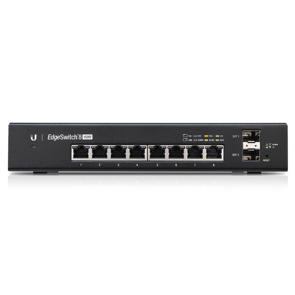 UBIQUITI 8PORT ( 10P) GIGABIT SWITCH 150W POE TOTAL CAPACITY 8X POE+ PLUS 2X 1G SFP/ FIBRE PORT