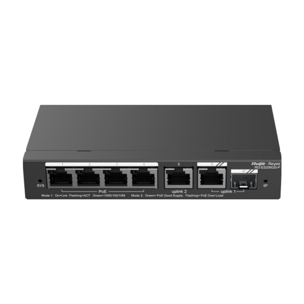 Ruijie RG-ES206GS-P, 6-Port Gigabit Smart Cloud Managed PoE Switch