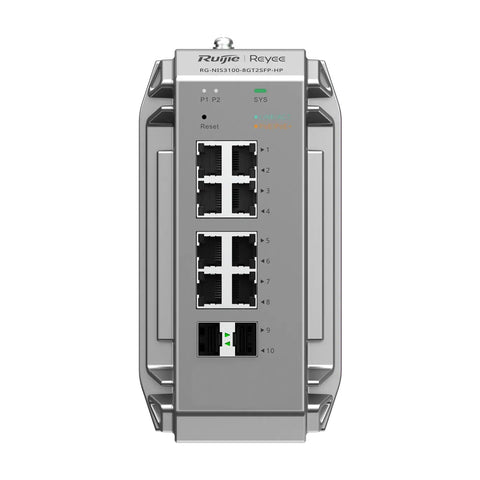 Ruijie Reyee RG-NIS3100-8GT2SFP-HP Industrial Managed Switch, 8-Port Gigabit PoE/PoE+, 2-Port SFP, 240W PoE Power budget