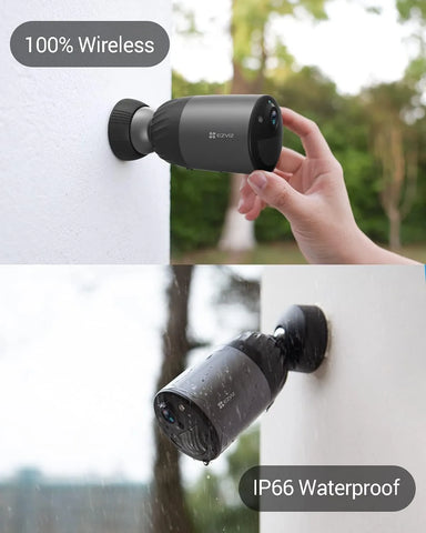 EZVIZ Battery Security Camera Outdoor No Monthly Fee with Free Local Storage 32GB, Color Night Vision, Solar Panel Compatible, 1080P, Human Detection, Two Way Audio, Google Alexa Control (BC1C)