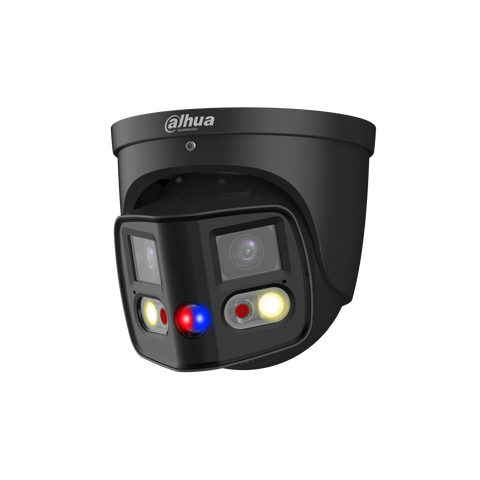 WIZSENSE SERIES IP CAMERA BLACK AI 180?ø TIOC DUO WITH EPTZ 2X4MP H.264/4+/5/5+ DUAL LENS 120 WDR METAL 2.8MM FIXED LENS FULL COLOUR IR+WHITE LED 20M POE IP67 BUILT IN MIC AUDIO IN AUDIO OUT 1 X ALARM IN 1 X ALARM OUT SUPPORT UP TO 256GB SD 12VDC