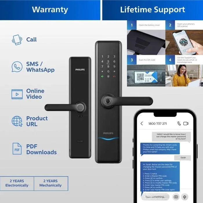 Philips EasyKey Bluetooth Mortise Handle Lock - Black