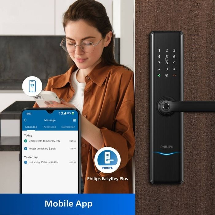 Philips EasyKey Bluetooth Mortise Handle Lock - Black
