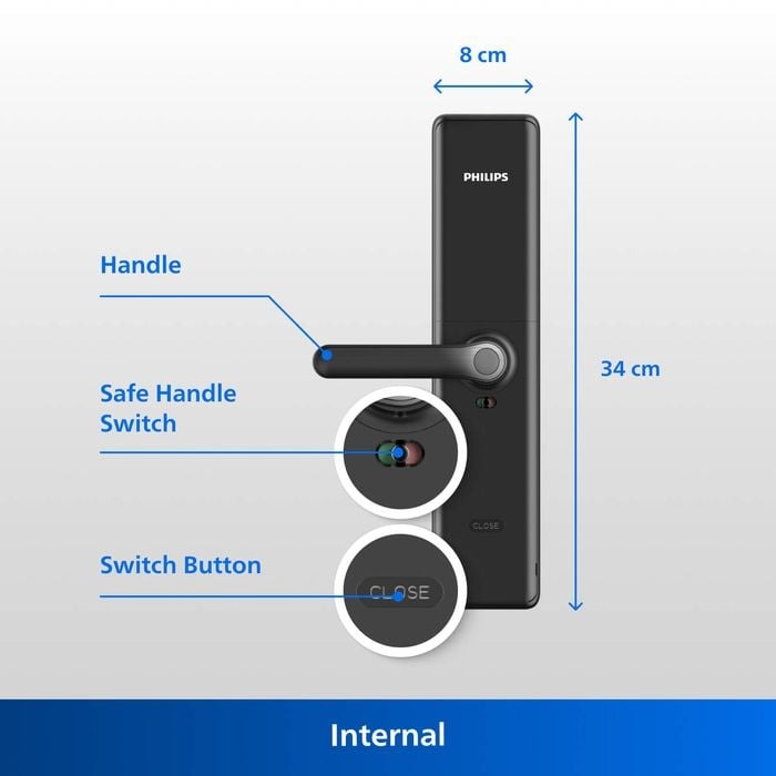 Philips EasyKey Bluetooth Mortise Handle Lock - Black