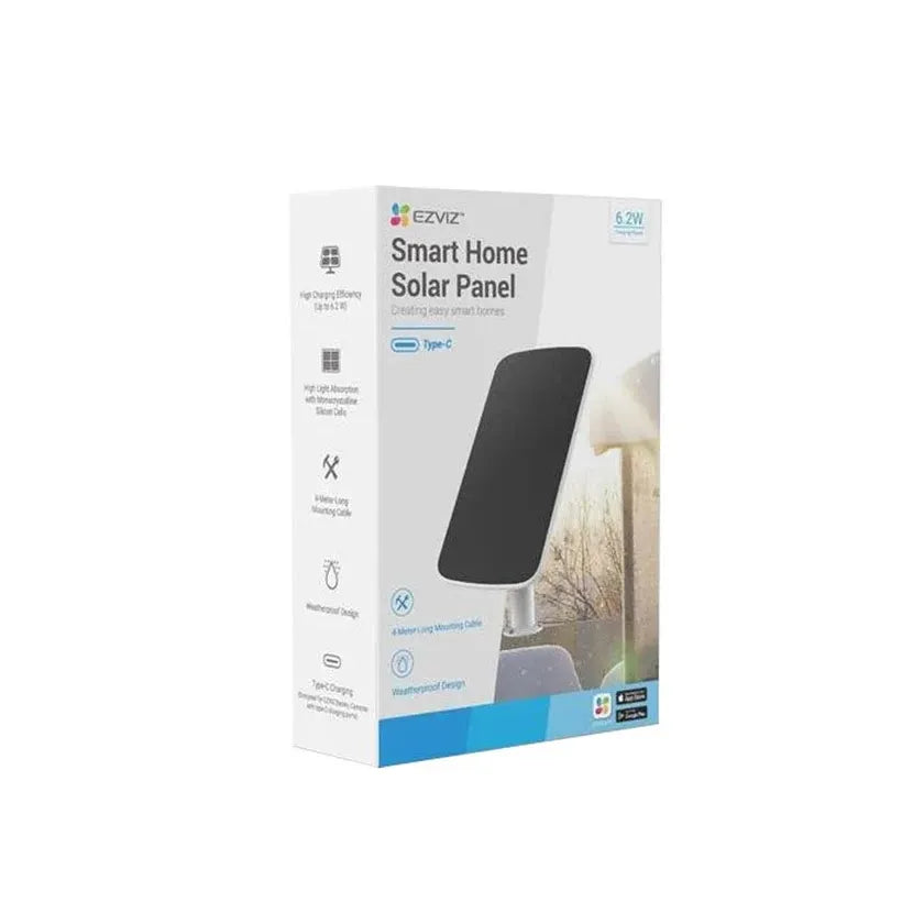 EZVIZ BC1 Solar Panel-E 6W – IP65 Protection with 4 Meter Cable USB-C and Mounting Bracket
