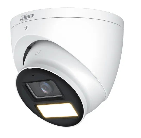 LITE SERIES HDCVI CAMERA WHITE 5MP TURRET 120 WDR METAL 2.8MM FIXED LENS FULL COLOUR WARM LED 40M IP67 BUILT IN MIC 1 X ALARM OUT NO-SD CARD SLOT 12VDC CVBS OUTPUT