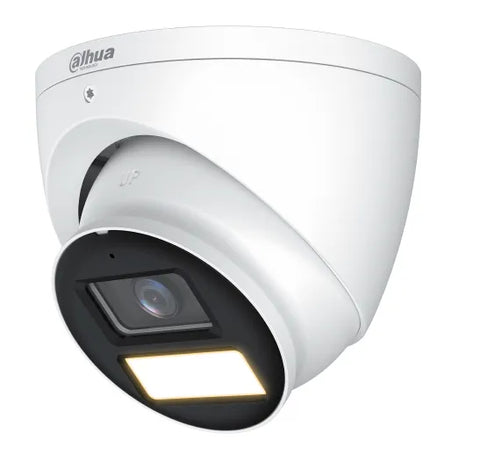 LITE SERIES HDCVI CAMERA WHITE 5MP TURRET 120 WDR METAL 2.8MM FIXED LENS FULL COLOUR WARM LED 40M IP67 BUILT IN MIC 1 X ALARM OUT NO-SD CARD SLOT 12VDC CVBS OUTPUT